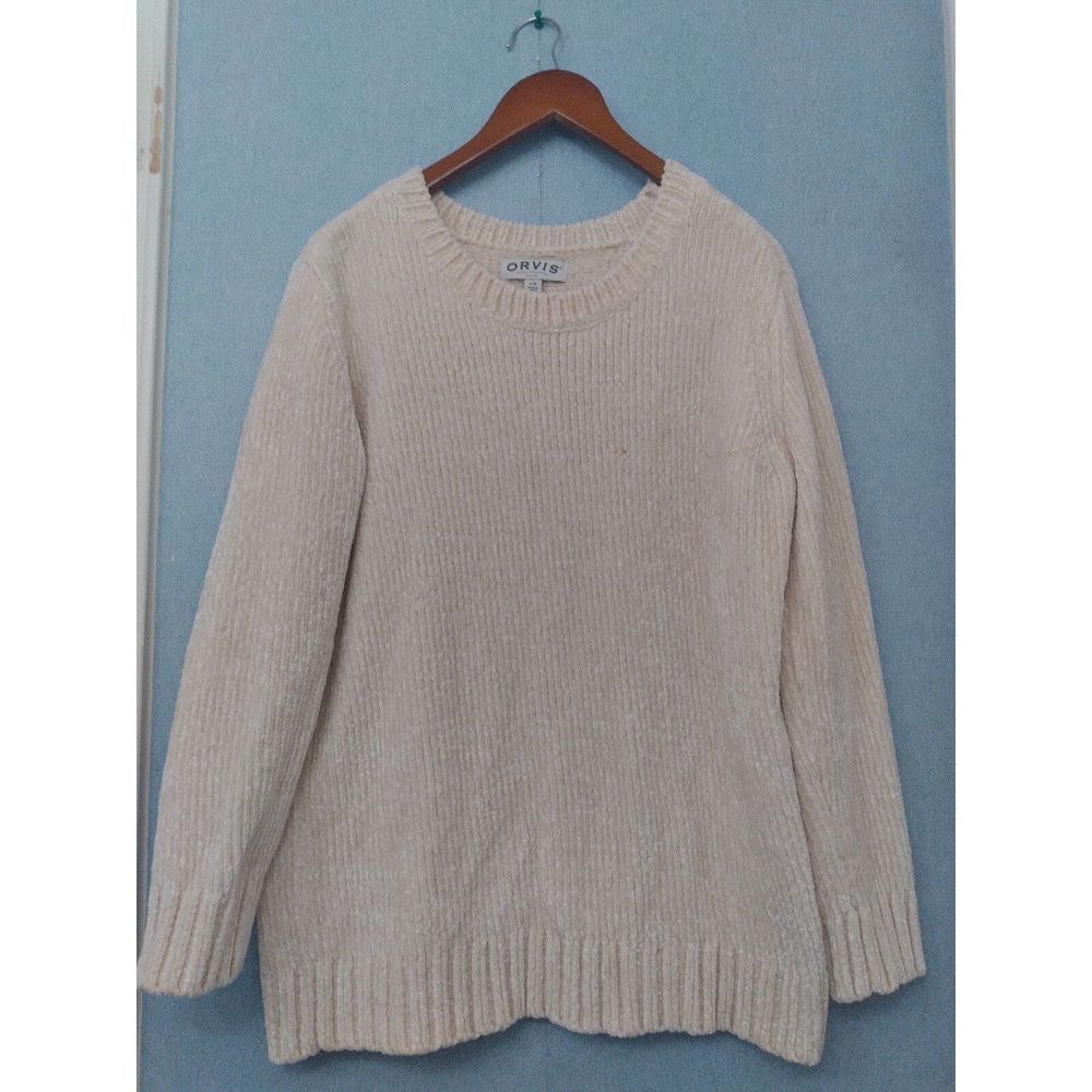 Orvis Cozy Cream‎ Chenille Knit Sweater Oversized Casual Winter Pullover